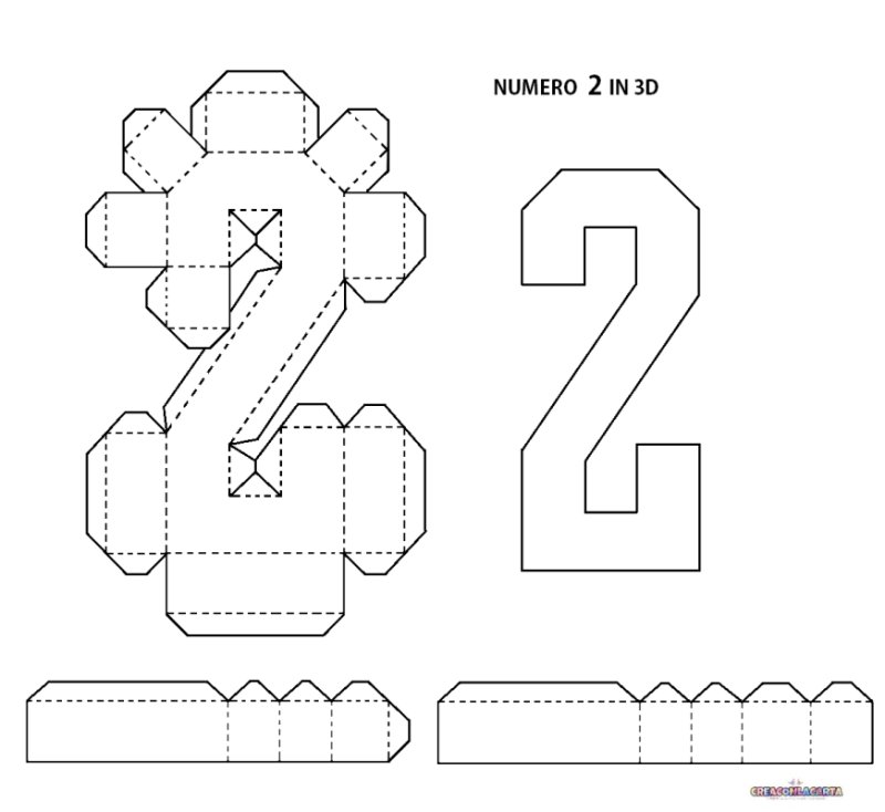 Объемные цифры развертка