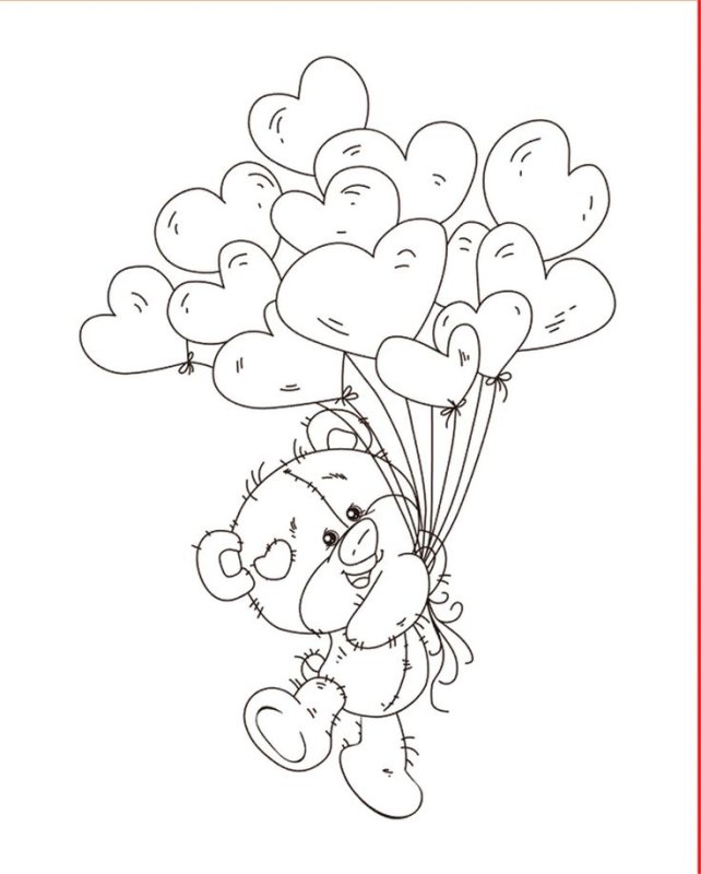 Раскраска Медвежонок с шариками