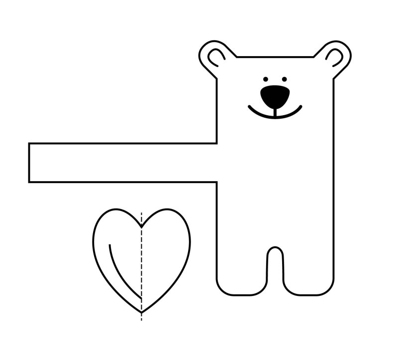 Трафарет мишка с сердечком