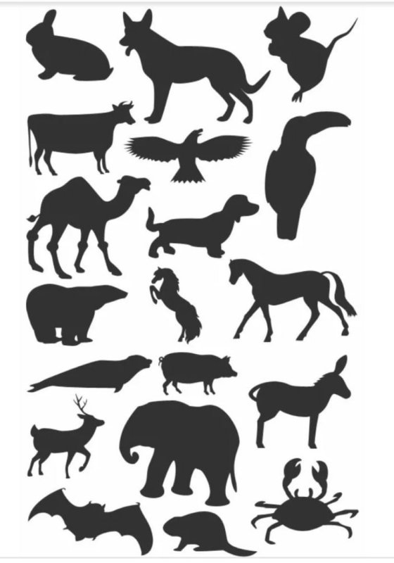 Силуэты животных для детей
