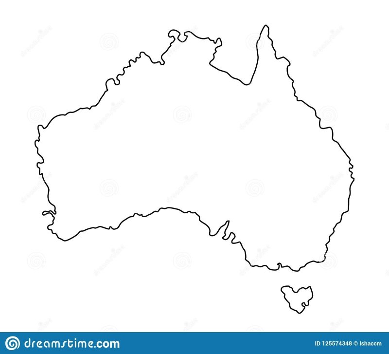 Материки контур Австралия на карте