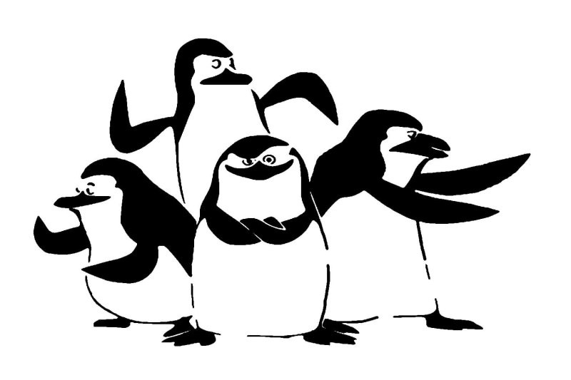 Пингвин трафарет