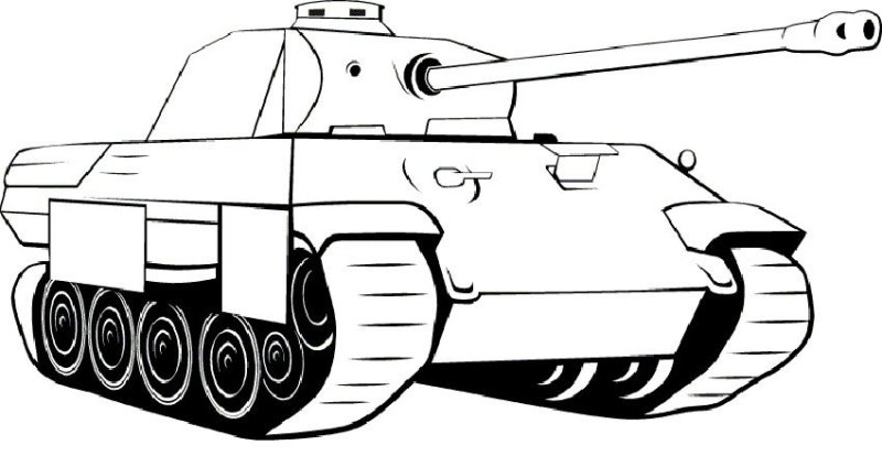 Танк контурный рисунок