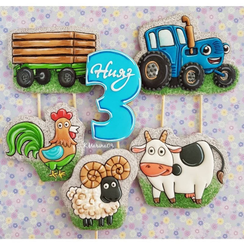 Пряник синий трактор