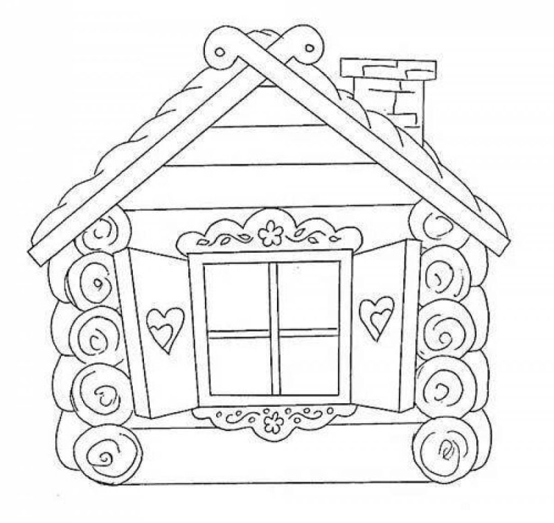 Домик из сказки Теремок раскраска