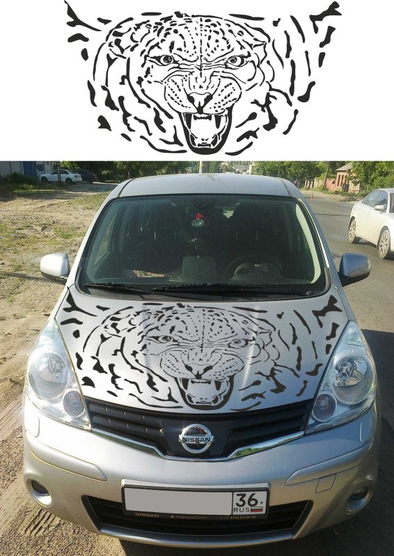 Трафарет на капот автомобиля