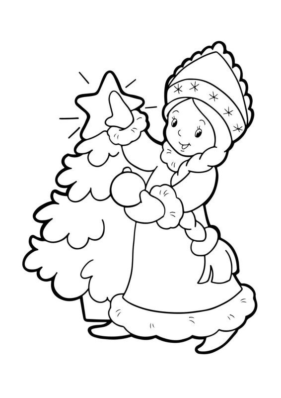 Снегурочка раскраска для детей