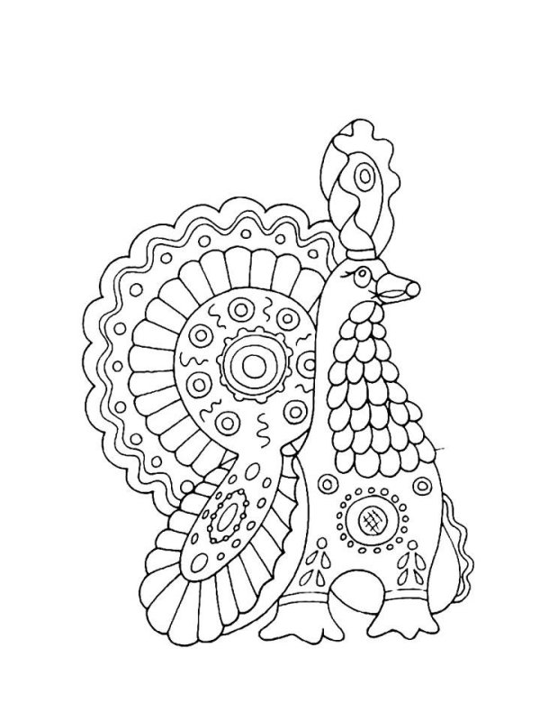 Дымковская игрушка индюк раскраска для детей