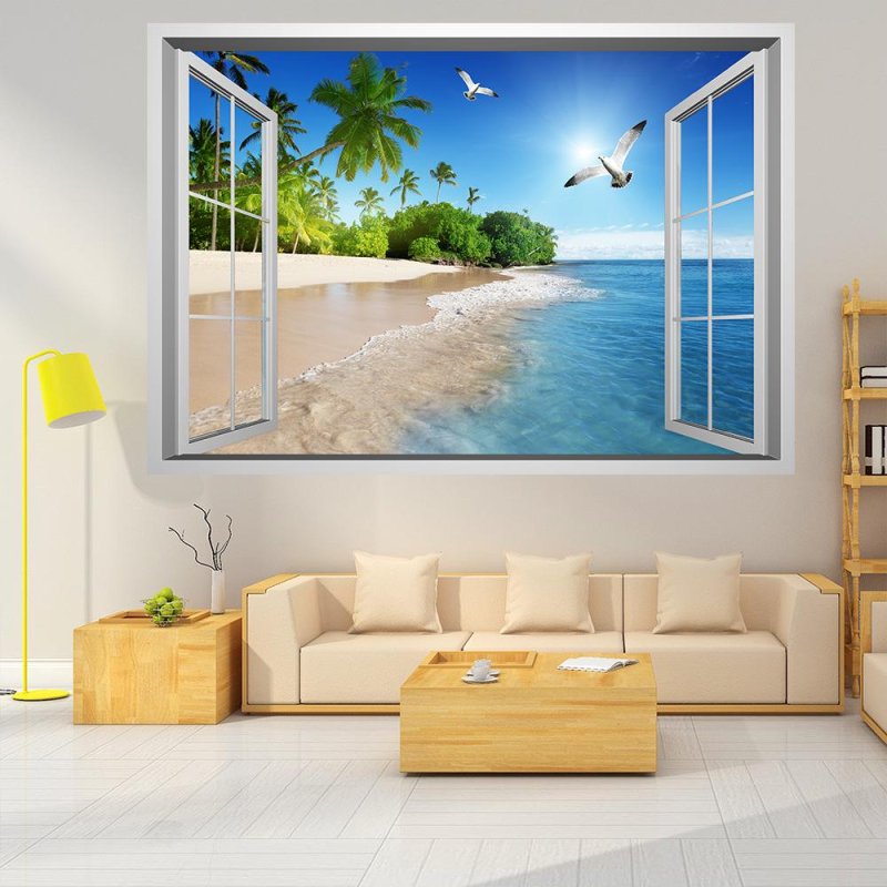 Фотообои море в интерьере гостиной