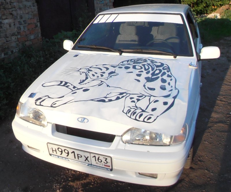 Наклейка 15 на ВАЗ 2115 на капот