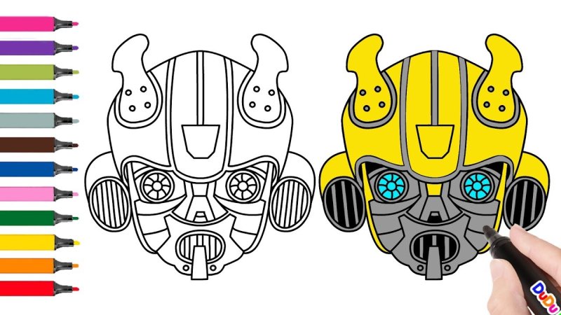 Маска Бамблби раскраска