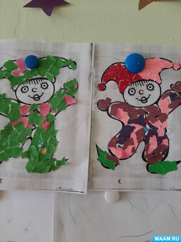 Петрушка на елке аппликация в старшей группе