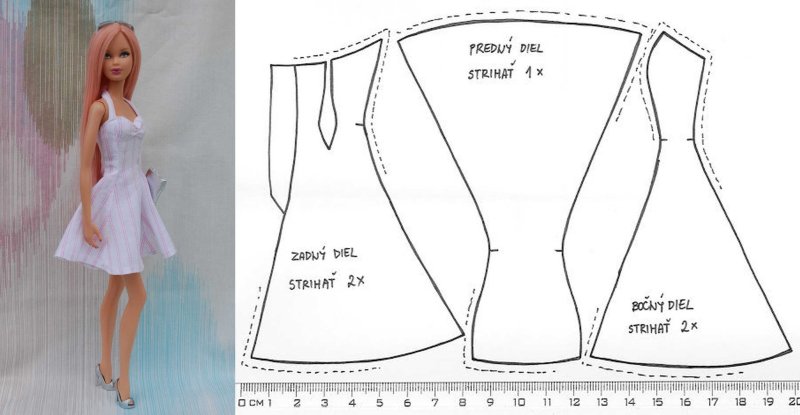 Выкройка платья для куклы Барби