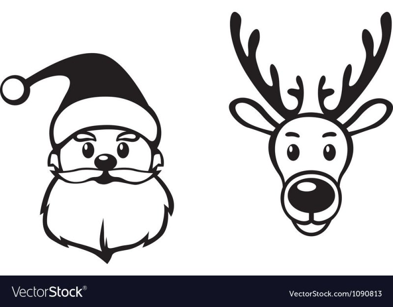 Новогодний олень черно белый