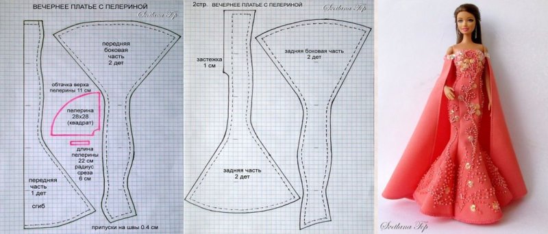 Выкройки бальных платьев для куклы Барби