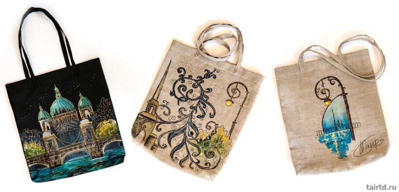 Роспись сумок акриловыми красками