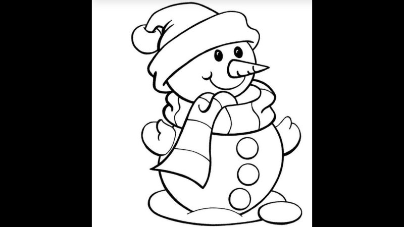 Снеговик с елкой трафарет