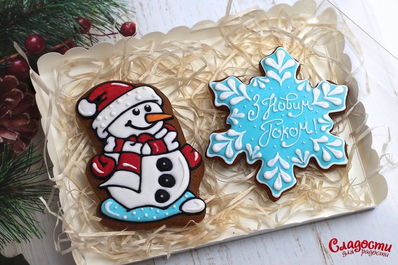 Рисунки на имбирных пряниках к новому году