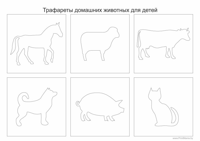 Трафареты домашних животных для детей