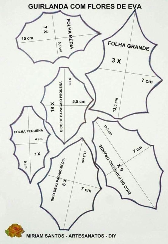 Выкройка пуансеттии из фоамирана