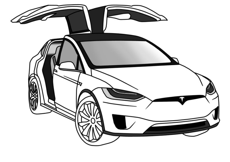 Тесла машина спереди