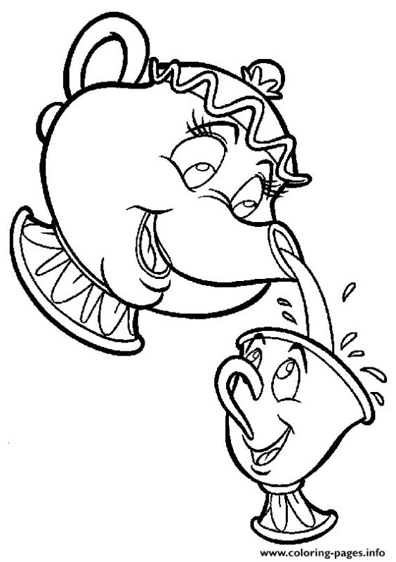 Раскраска посуда из красавицы и чудовища