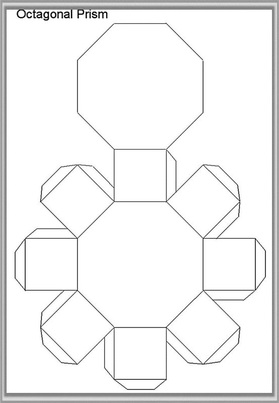 Правильная восьмиугольная Призма развертка