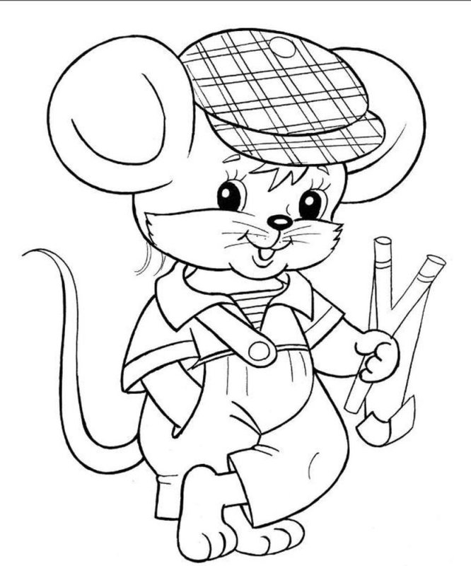 Мышь раскраска для детей