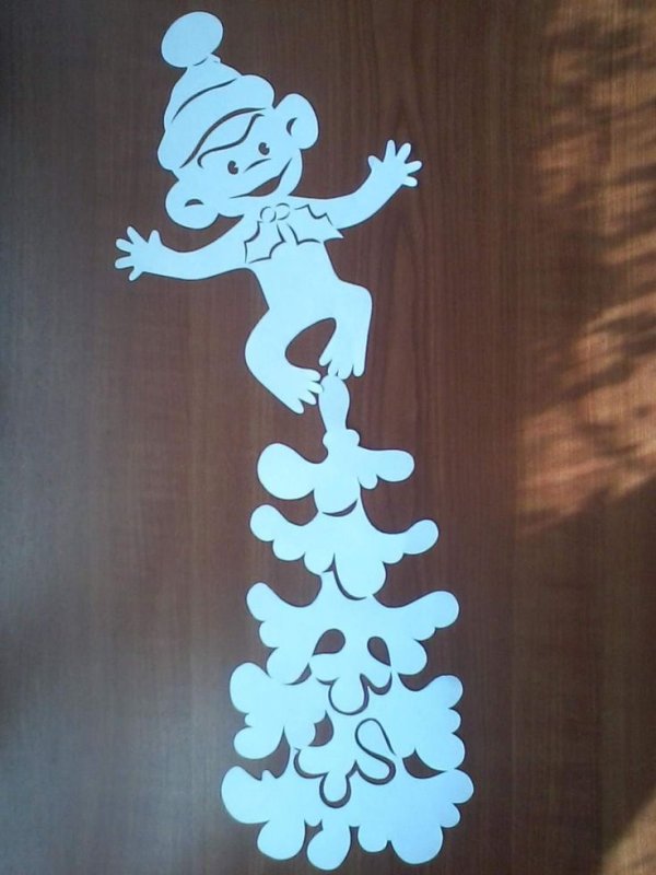 Украшения на окна из бумаги обезьяна