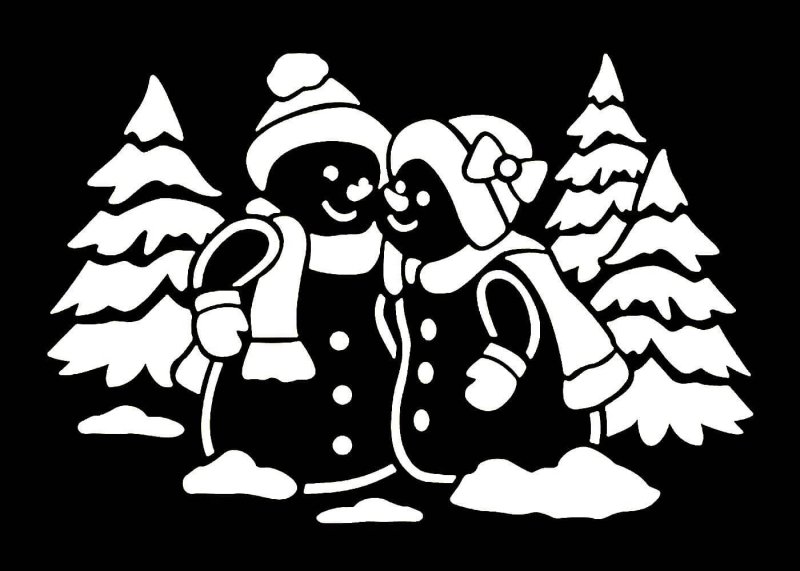 Снеговики на окна трафареты