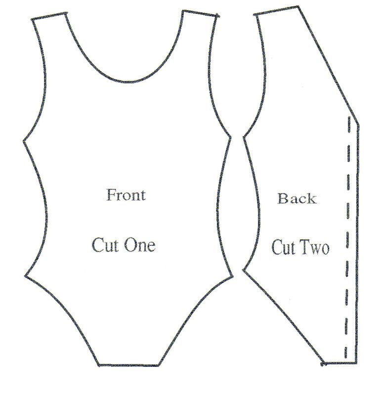 Слитный купальник для Барби выкройка