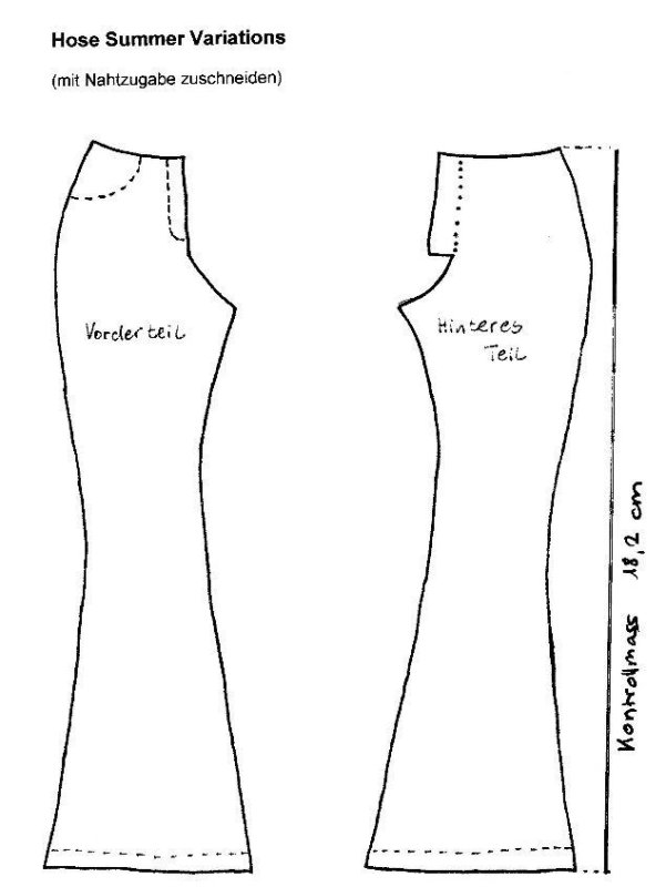 Выкройка штанов для куклы Барби