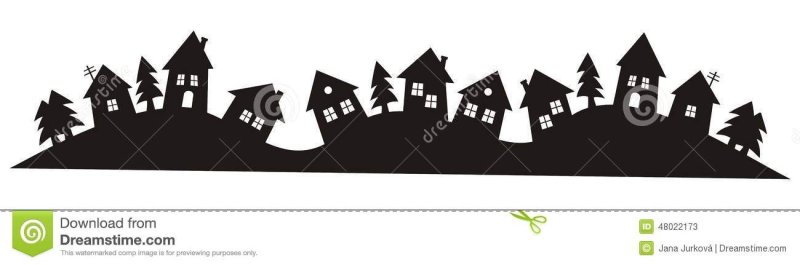 Домики силуэты новогодние