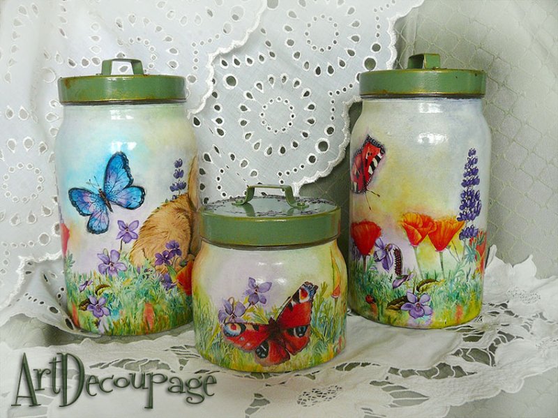 Декупаж стеклянных баночек