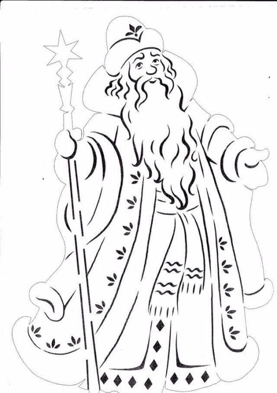 Трафарет Деда Мороза для вырезания