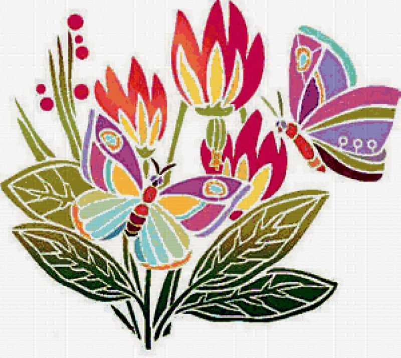 Многоцветный рисунок трафаретом