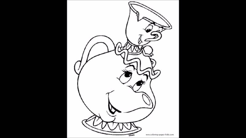 Красавица и чудовище раскраска чайник