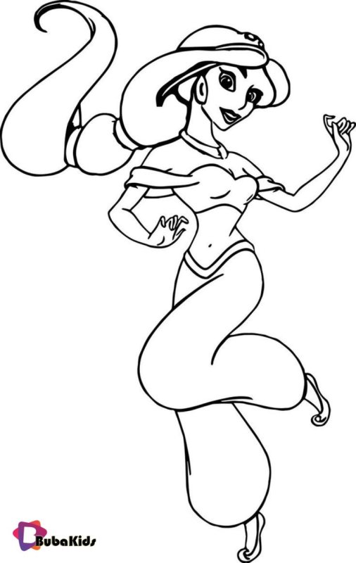 Раскраска алладин и Жасмин