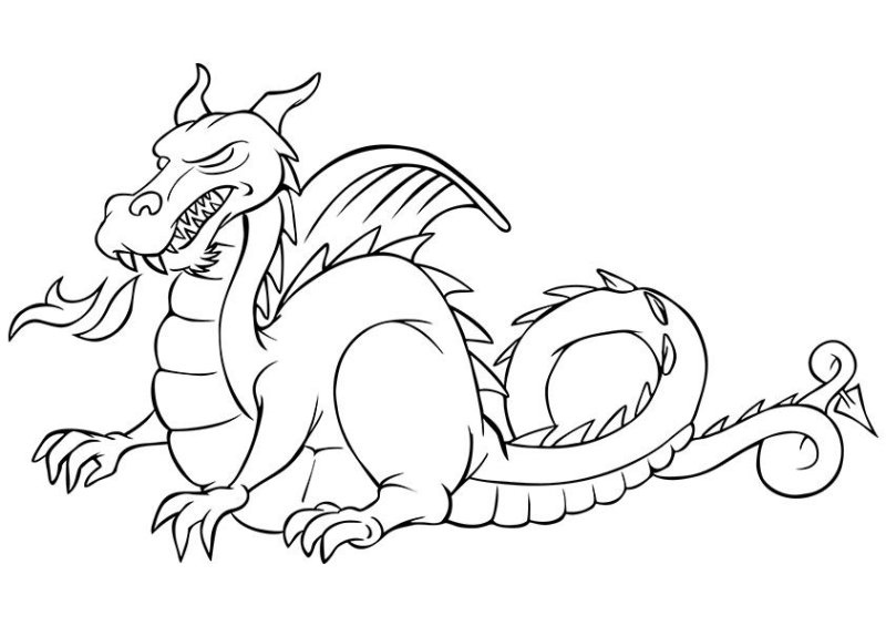 Дракон контурный рисунок