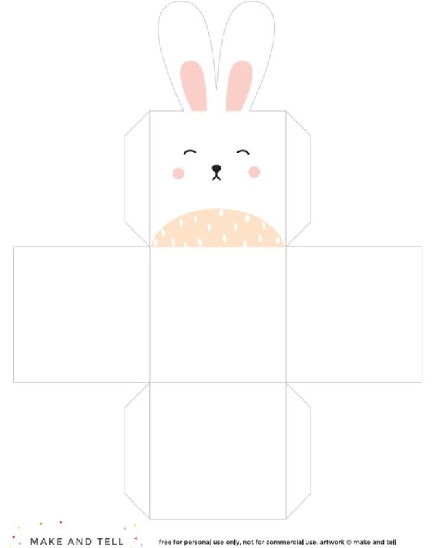 Развёртка коробочки для подарка зайчика