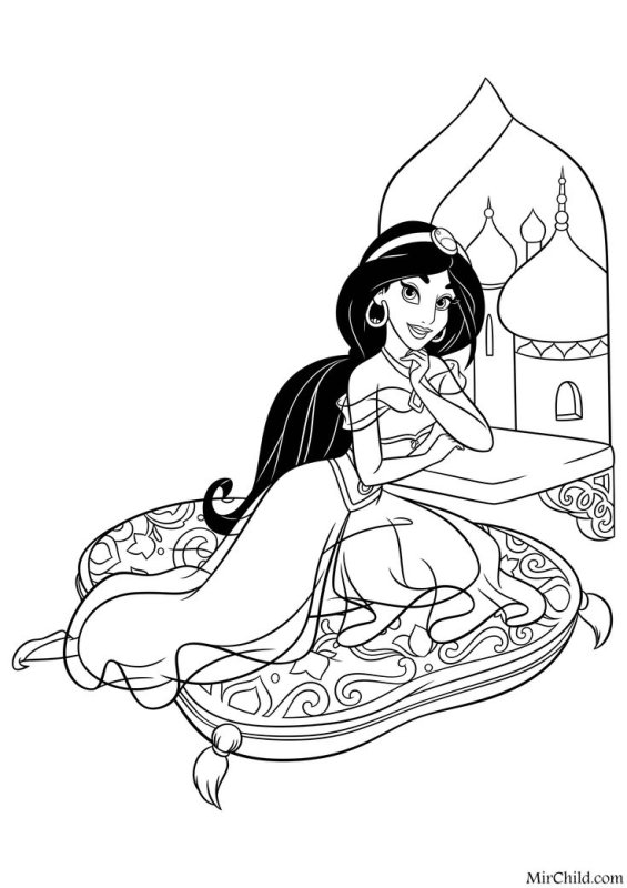 Принцесса Жасмин раскраска