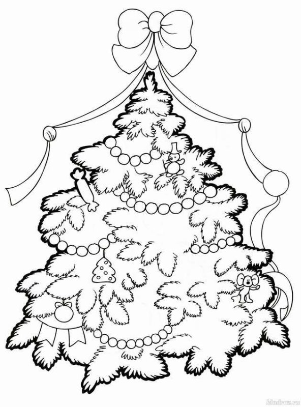 Раскраска елочка Новогодняя