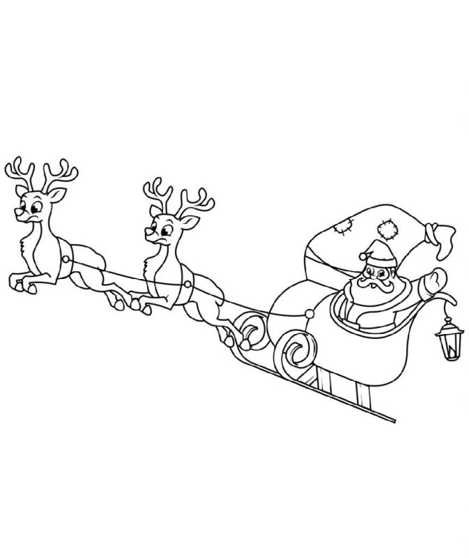 Сани Деда Мороза с оленями