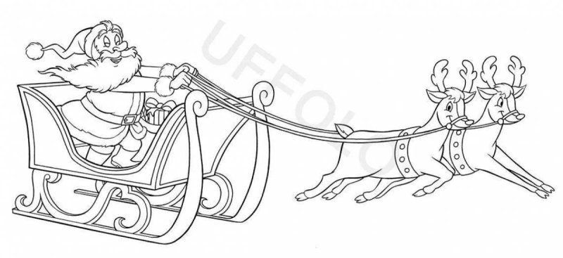 Дед Мороз с санями на окно