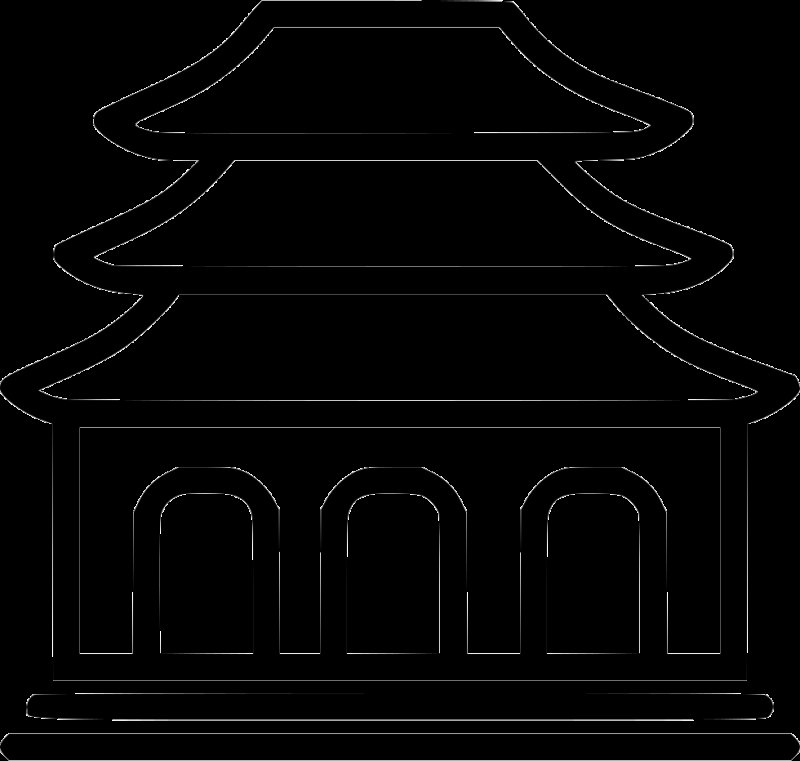 Буддийский храм в Японии рисунок