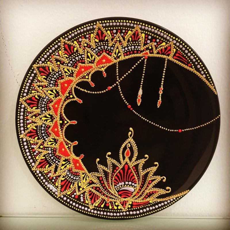 Роспись тарелок контурами