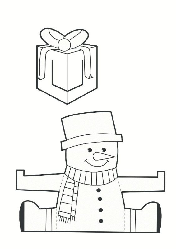 Объемный Снеговик из бумаги схема