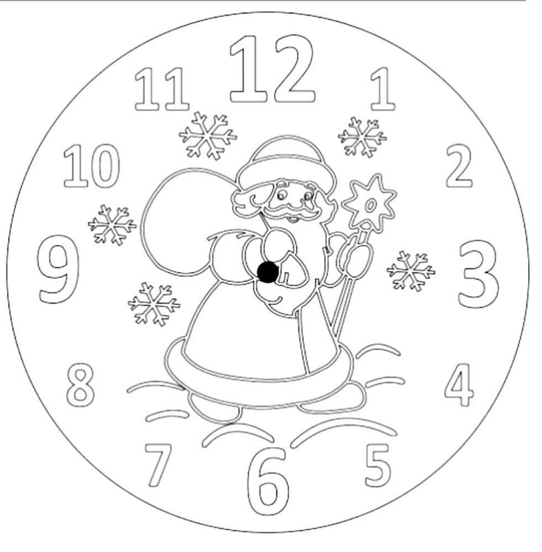 Новогодние часы раскраска для детей