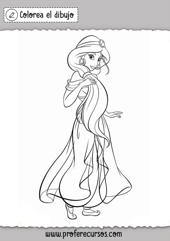 Раскраска для девочек Жасмин