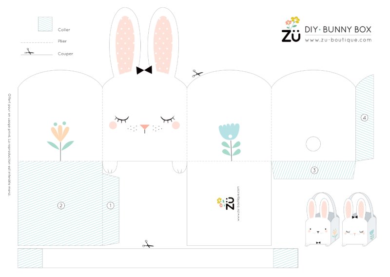 Макет коробочки для подарка Зайка